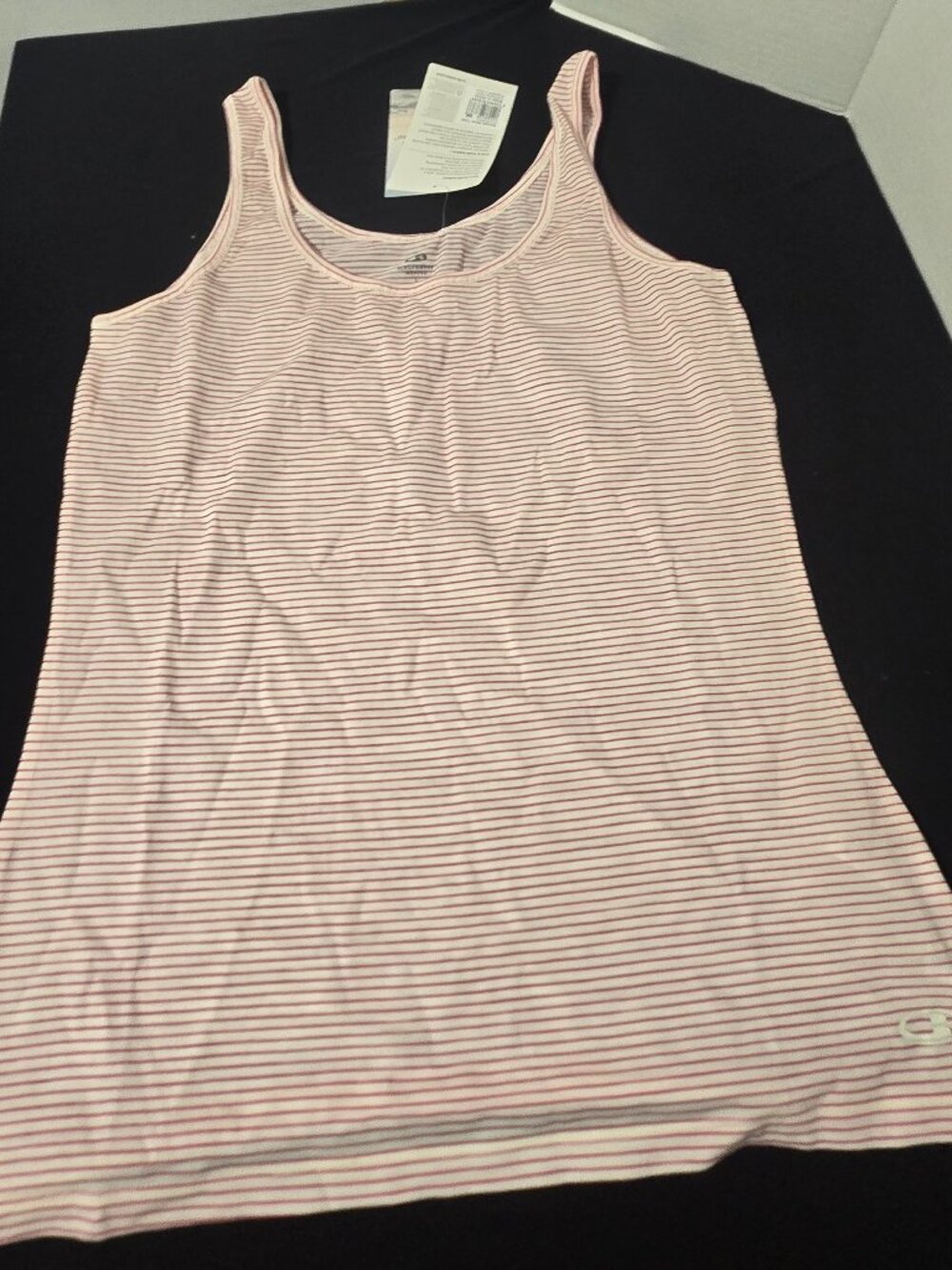 NWT Icebreaker Merino Siren Tank Top Women's Large Pink Striped Base Layer